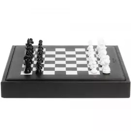 Exclusive Buffalo Black leather Chess Set